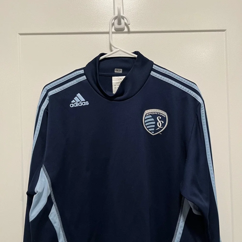 Adidas Sporting Kansas City MLS Climalite Training Top Navy Blue Mens Large